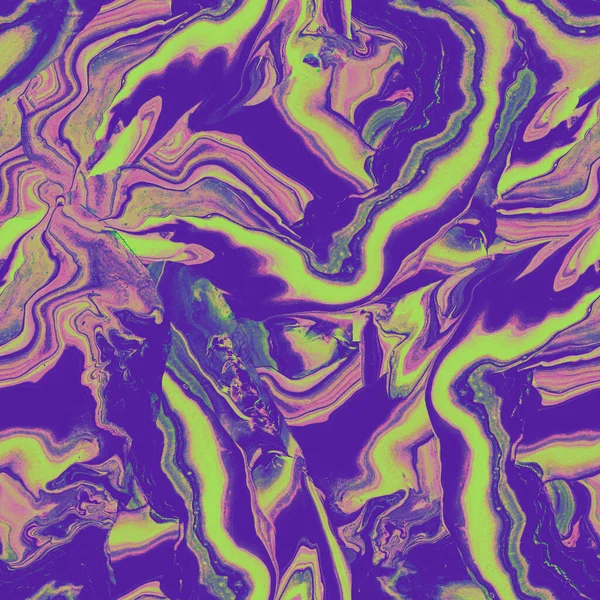 サイケデリック抽象アクリルシームレスパターンの流体芸術スタイルで多色トーン. — ストック写真