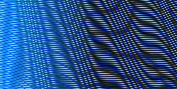 Abstrakte blaue Textur mit wellenförmigen Linien und Moire-Effekt. — Stockvektor