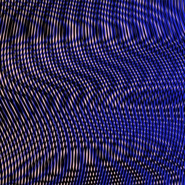 Dijital mistik geometrik koyu mavi soyut sancak ve doğrusal moire.