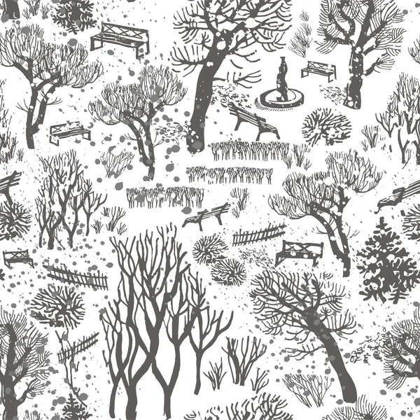 冬季雪景，白底光秃秃的树木. — 图库矢量图片