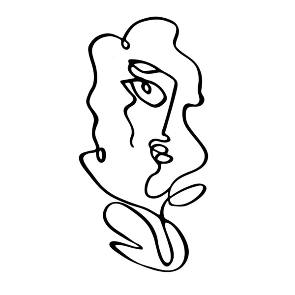 Młoda kobieta ręcznie rysowane przez jedną ciągłą linię w minimalistycznym stylu. — Wektor stockowy
