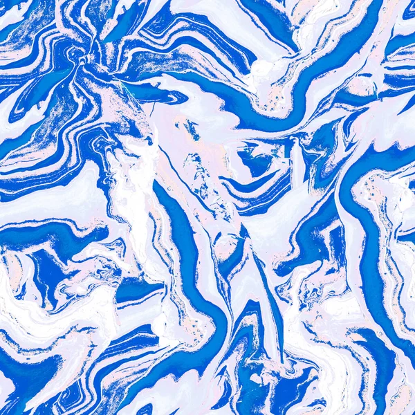 Fluid Art abstract blue seamless background with marble effect in light tones. — Stock Photo, Image