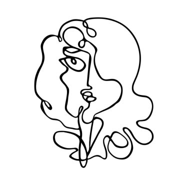 Genç kadın çizimi. El çizimi. Devam eden bir çizim.. 