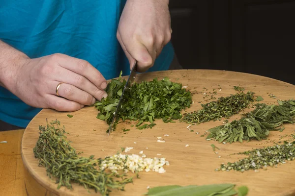 Making herbed butter for poultry — Stock Photo, Image