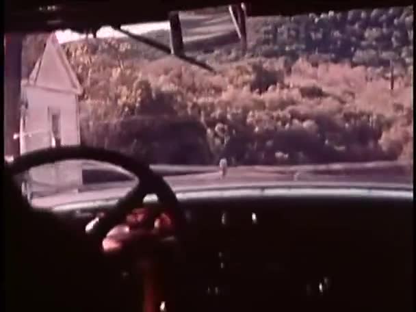 Frau fährt Auto auf Straße — Stockvideo