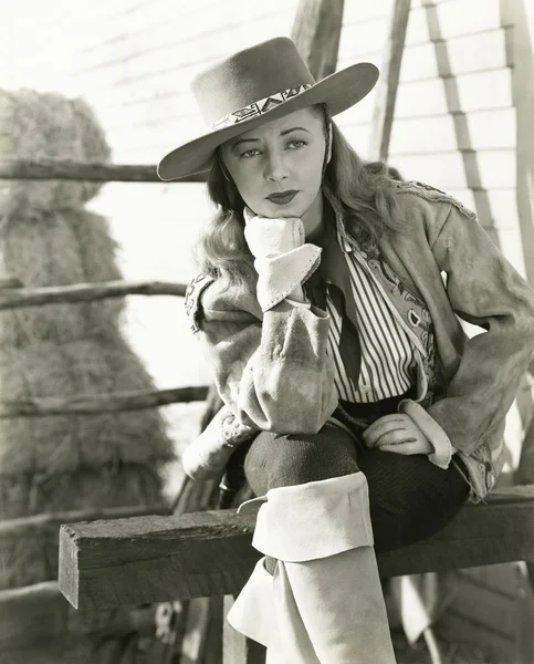 Pensive cowgirl — Stock Photo, Image