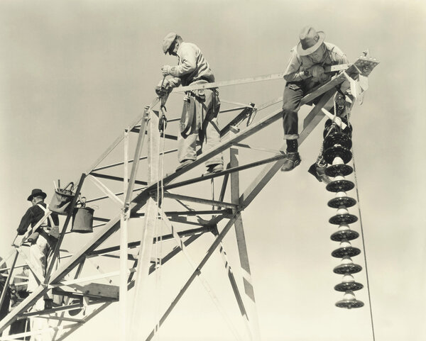 Men working on power lines