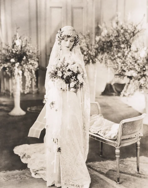 Demure bride standing — Stock Photo, Image