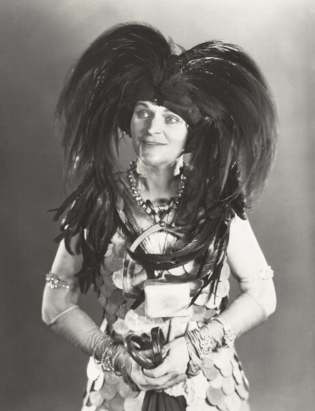 Woman with feathered hat