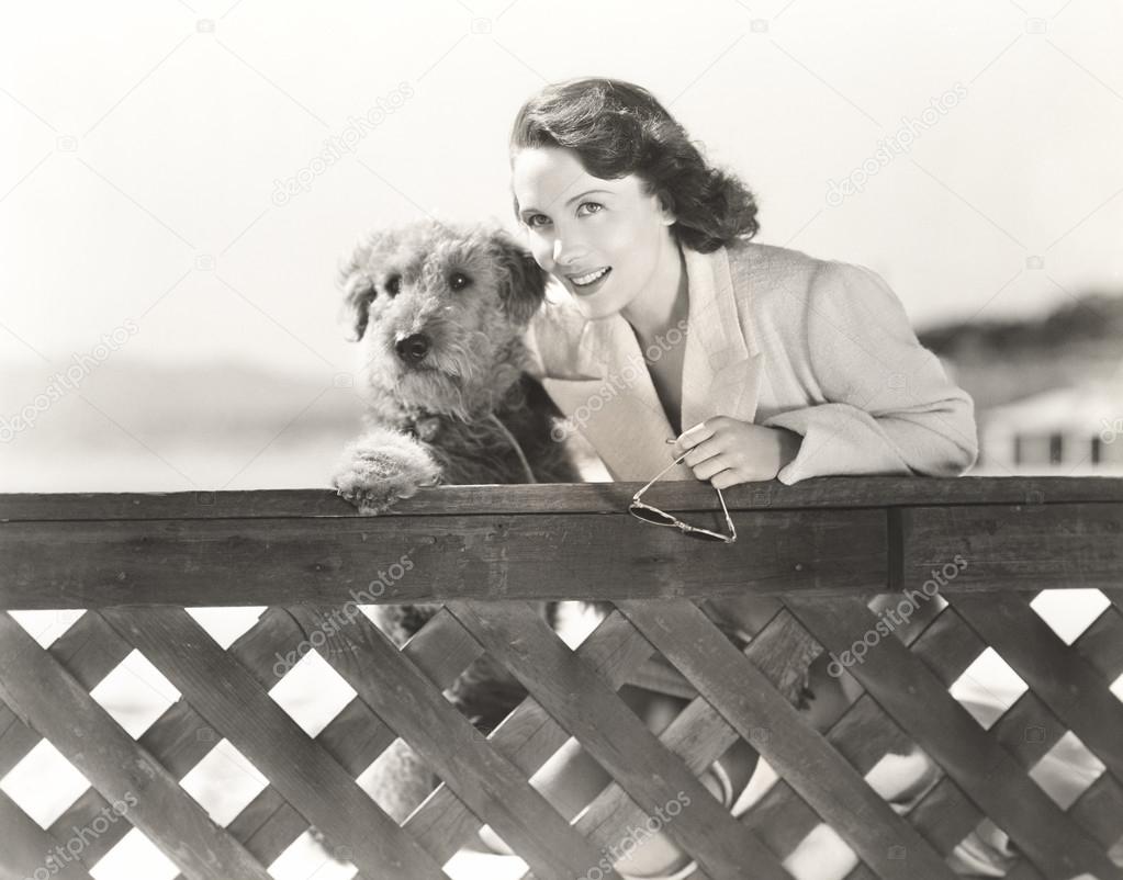 young woman and dog