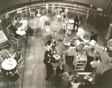 people at  cocktail lounge aboard ship clipart