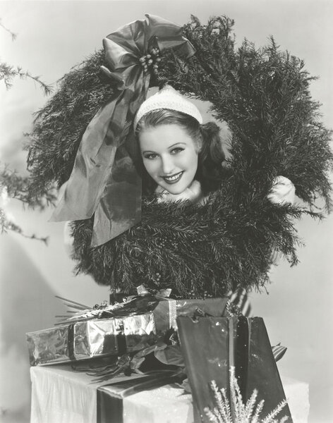 woman Getting into the Christmas spirit