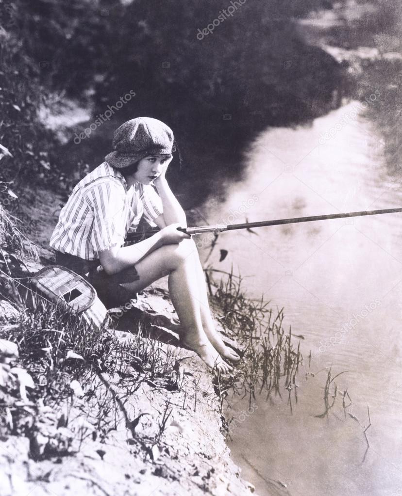 woman Bored with fishing