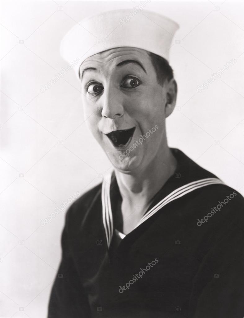 sailor with wide open eyes