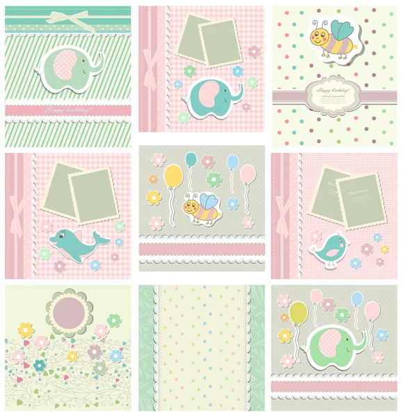 Scrapbooking için tasarım öğeleri kümesi