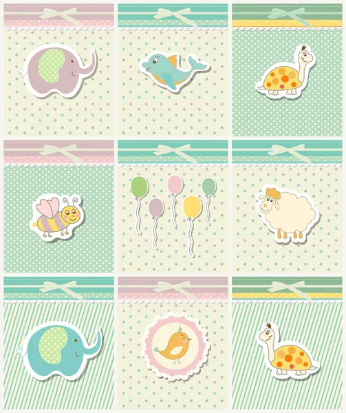 Set of template for child, baby shower card — Stock Vector
