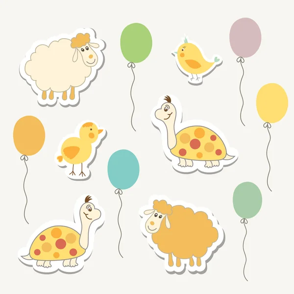 Színes doodle sablon állatokkal gyermek — Stock Vector
