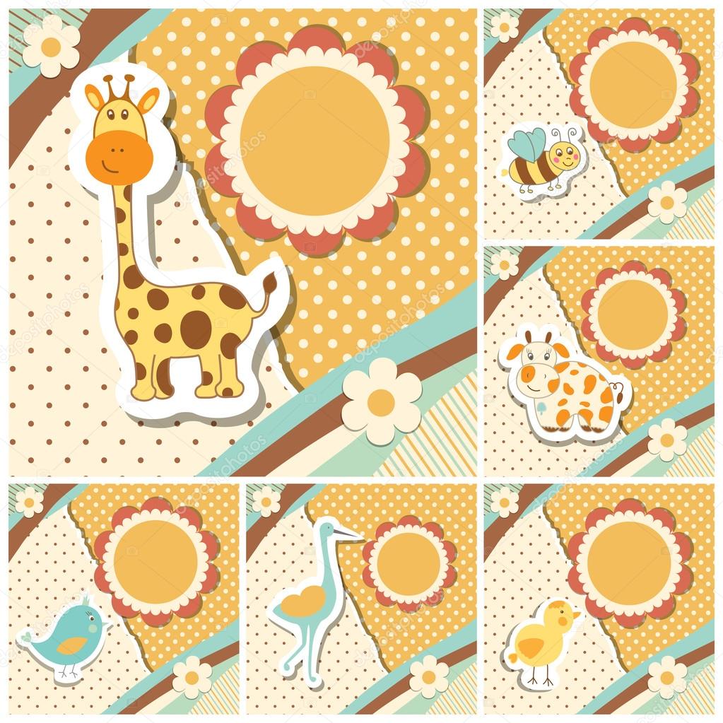 Set of template for child, baby shower card