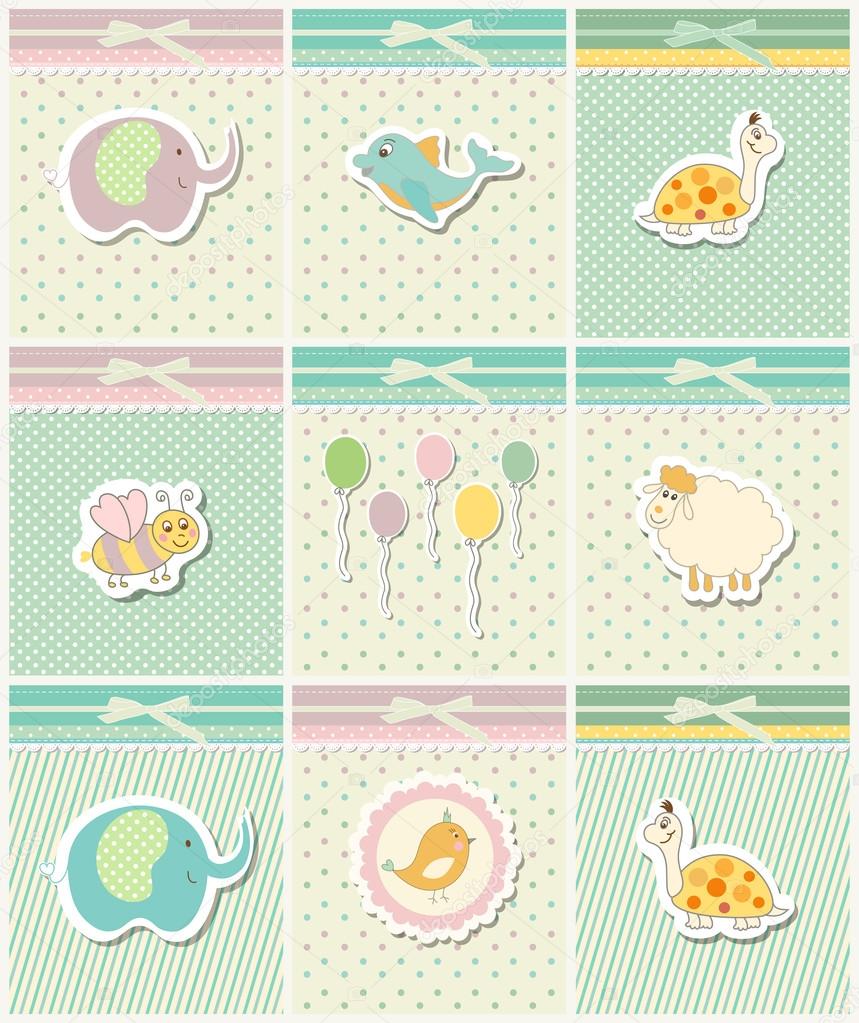 Set of template for child, baby shower card