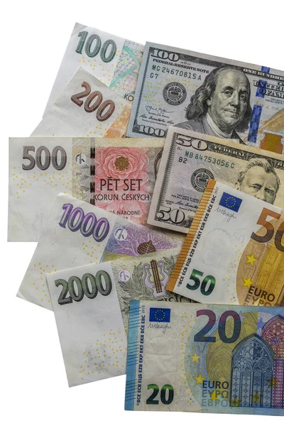 Banknoten verschiedener Länder Hintergrund, Ansicht von oben — Stockfoto