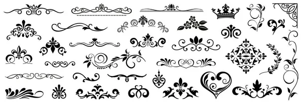Klasik çiçek süsleri ve dekoratif elementler. Davetiyeler, sınırlar, logolar ya da retro tasarım projeleri için mükemmel. Klasik siyah vektör koleksiyonu zenginleştirir.