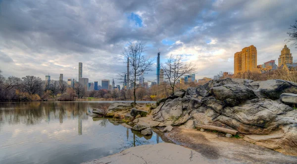 Vid Sjön Central Park New York City Manhattan — Stockfoto