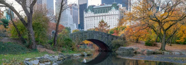 Gapstow Köprüsü Sonbaharın Erken Saatlerinde Central Park — Stok fotoğraf