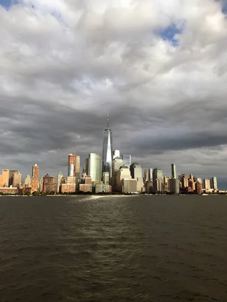 New York Vue Sur Lower Manhattan Par Temps Nuageux — Photo