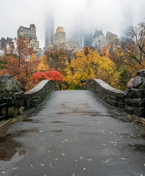 Sonbaharın Sonlarında Central Park Taki Gapstow Köprüsü — Stok fotoğraf