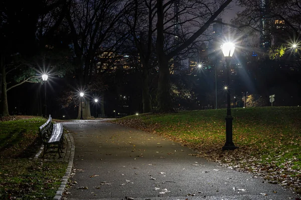 Central Park New York City Höst Tidigt Morgonen Vid Soluppgången — Stockfoto