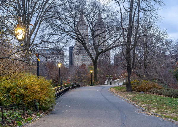 Bogenbrücke Central Park New York City Spätherbst — Stockfoto