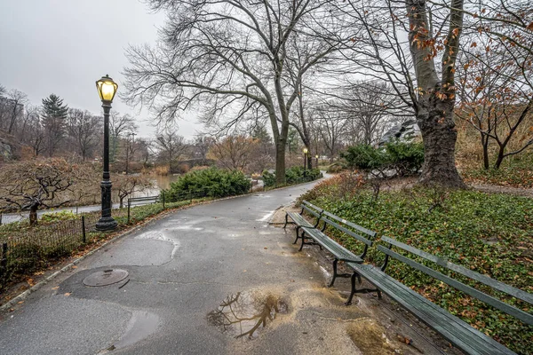 Kışın Başında Central Park Taki Gapstow Köprüsü — Stok fotoğraf