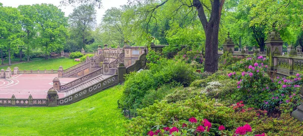 Bethesda Terrace Fontein Zijn Twee Architectonische Kenmerken Met Uitzicht Het — Stockfoto