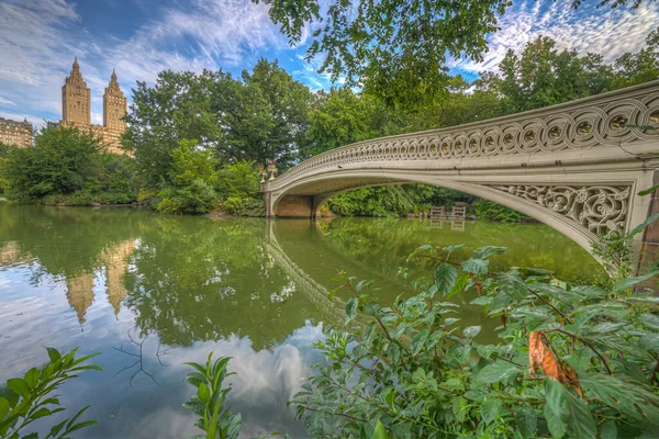 Bow Bridge Central Park Nova Iorque Final Verão Início Manhã — Fotografia de Stock