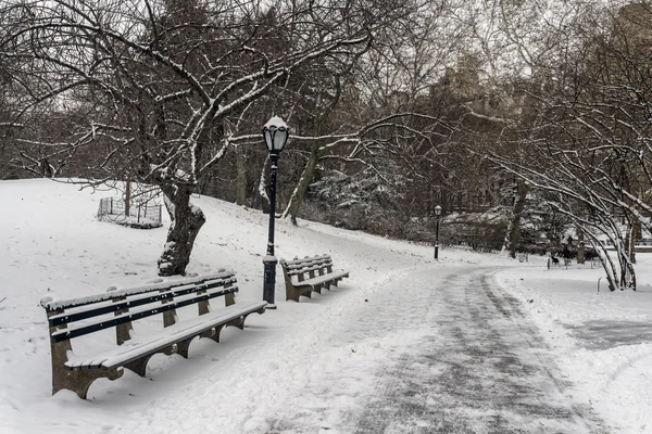 Central Park, New York après une tempête de neige — Photo