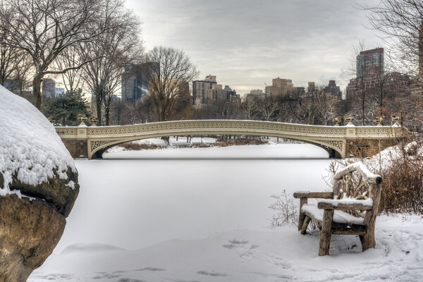 The Bow Bridge is a cast iron bridge located in Central Park, New York City, crossing over The Lak