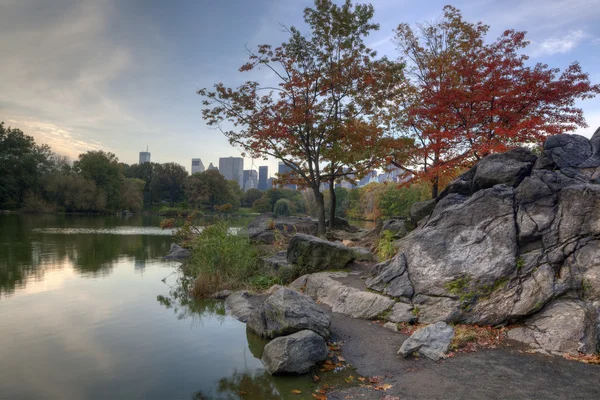 Central park sjön — Stockfoto