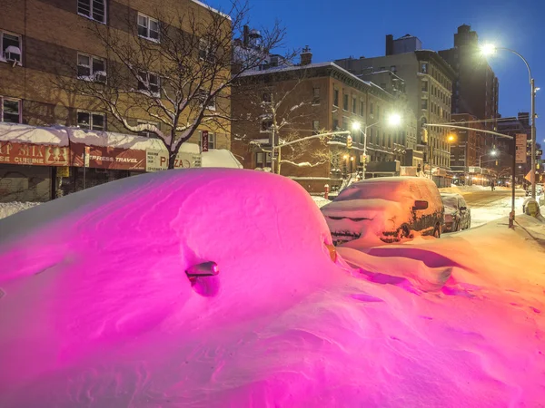 New York City tijdens de sneeuwstorm — Stockfoto