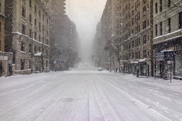 New York City Manhattan during blizzard of January 22rd and 23rd 2016