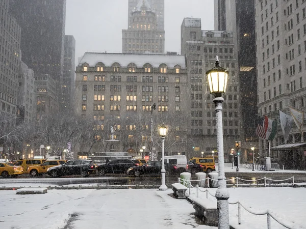 Sneeuwstorm New York City-Manhattan — Stockfoto