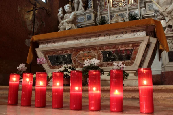 Tealight in the church — Stock Photo, Image