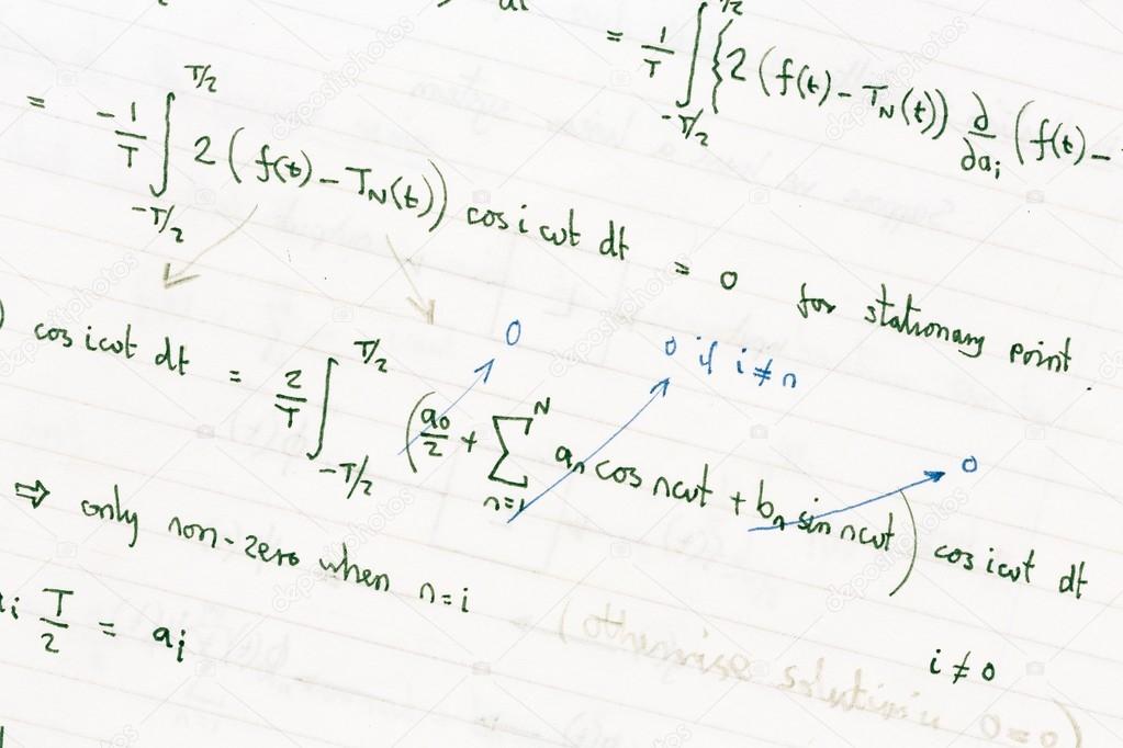 Mathematical equations handwritten