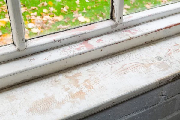 Reparación Restauración Ventanas Lijado Ventanas Internas Madera Una Casa Reino — Foto de Stock