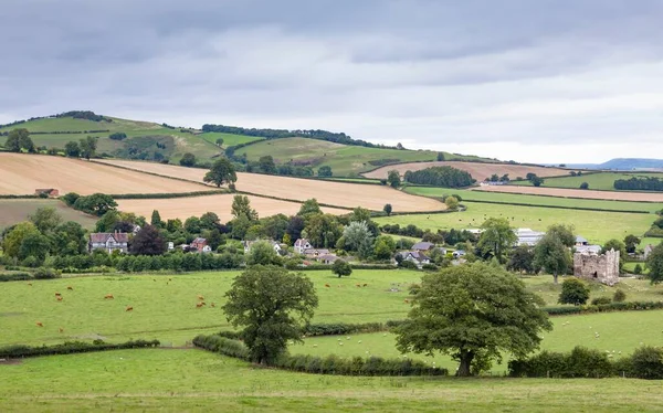 Hopton Kastély Festői Falu Található Shropshire Hills Területén Kiemelkedő Természeti — Stock Fotó