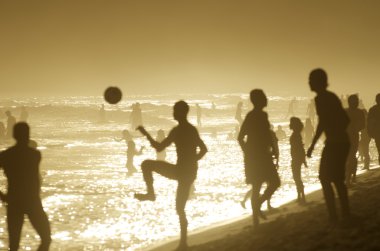 Brazilians Playing Beach Football Altinho Keepy Uppy Soccer Rio clipart