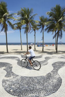Young Brazilian Riding Bicycle Copacabana Rio