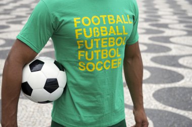 Brazilian Soccer Player International Shirt Holding Football