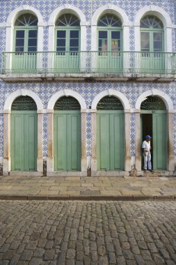 Portuguese Brazilian Colonial Architecture Azulejos Sao Luis Brazil clipart