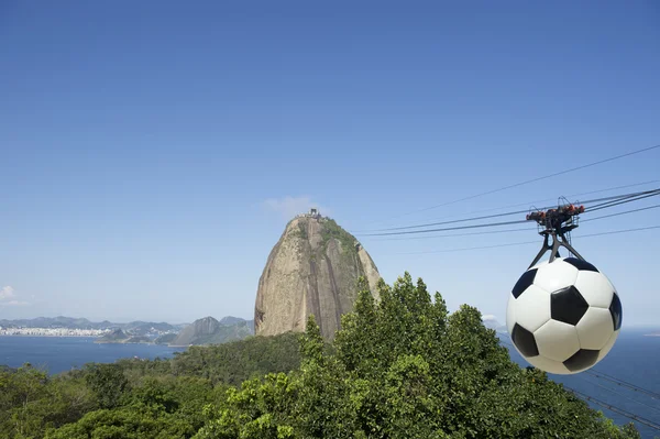 Rio de teleférico do pão de açúcar futebol — Fotografia de Stock