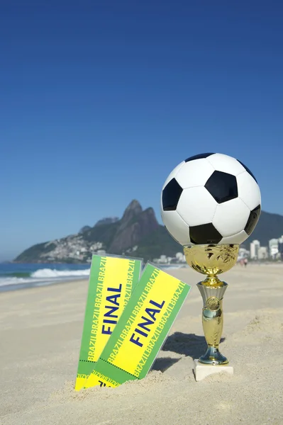 Brazil Soccer Champion Trophy Final Tickets Rio Beach — Stock Photo, Image